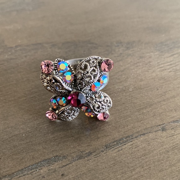 Bittersweet Swarovski adjustable flower ring purple - Picture 2 of 4